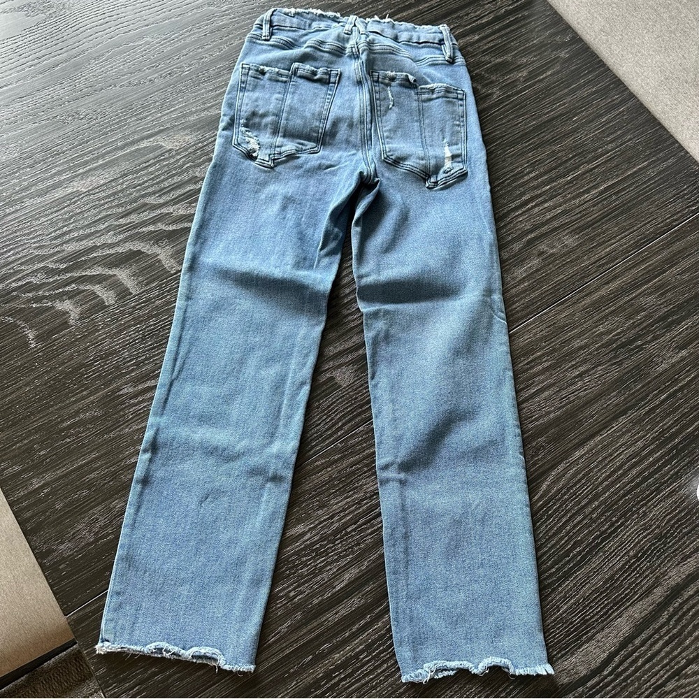 Good American Good Legs Straight High Rise Jeans in Distressed Blue, Size 4/27 - Picture 11 of 16